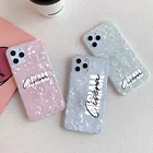 Пользовательское имя Корона аниме шрифт чехол для телефона для iPhone 12 11 Pro Max SE 7 8 Plus X XS XR Max мраморная текстура персонализированный мягкий чехол