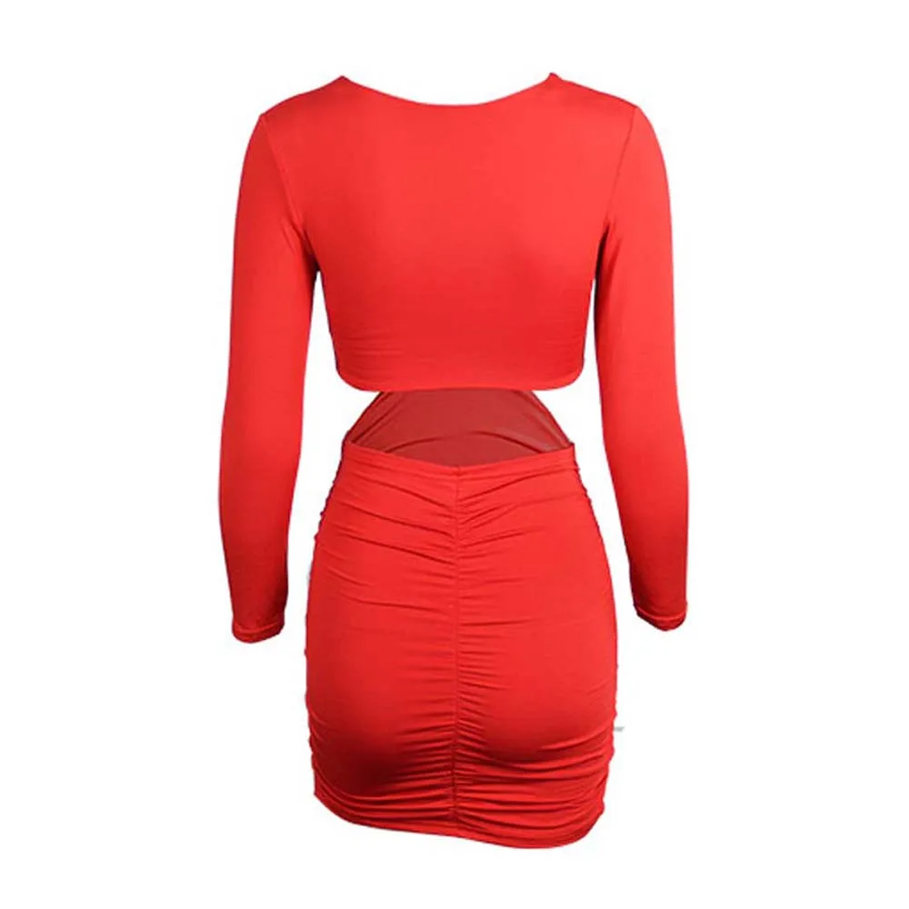 

Women Deep V Neck Cross Bandage Sexy Bodycon Ruched Dress Waistless Waist Hollow Out Mini Summer Dress Club Party Vestidos Hot