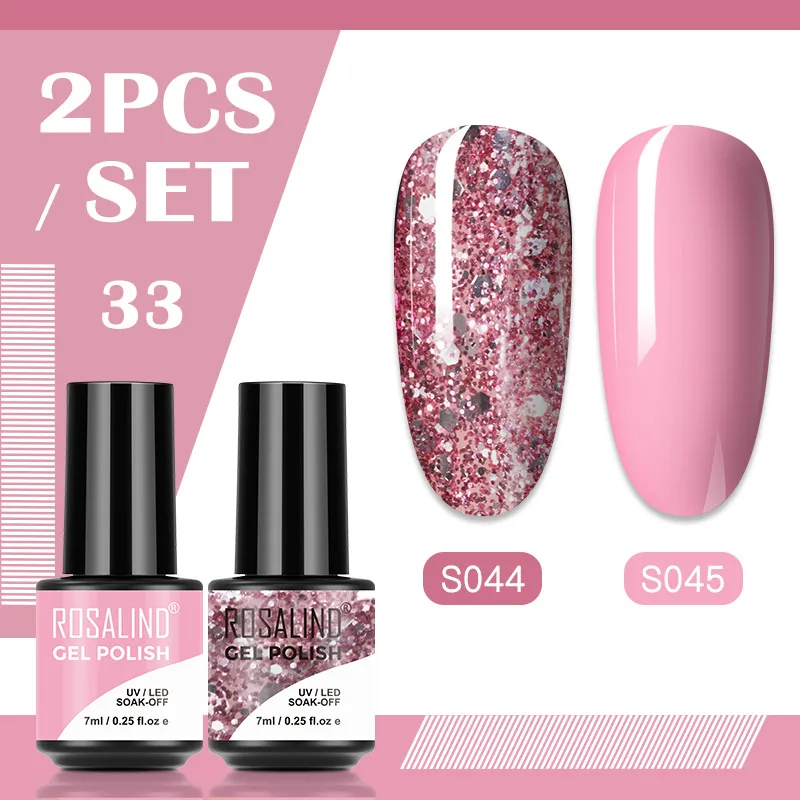 Набор гель лаков ROSALIND 2 шт. гибридный полуперманентный топовый лак для маникюра и