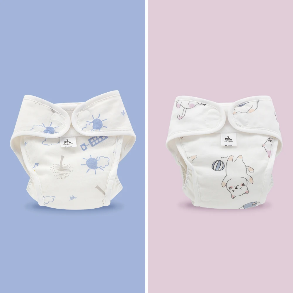 

Ouyun новорожденных 2 шт./компл. моющиеся Экологичные тканевые подгузники Регулируемые Многоразовые подгузники из ткани подходят для детей 0-2 ...