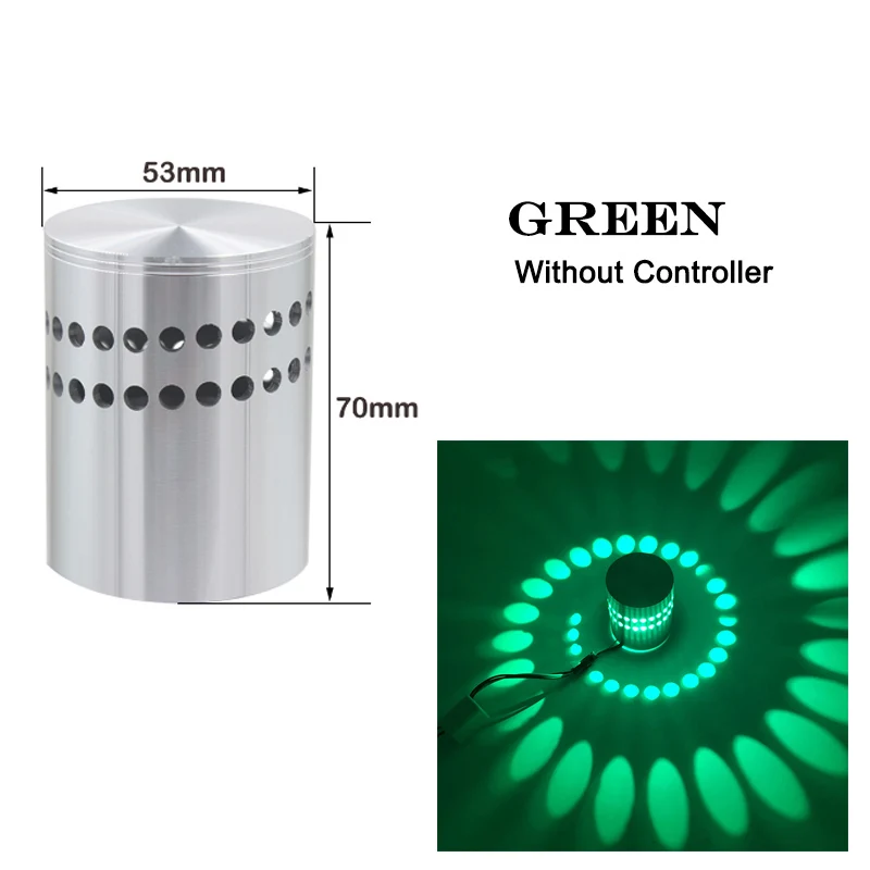 Green Современный светодиодный потолочный светильник, 3 Вт, RGB, настенный светильник для художественной галерея, украшение на передний балкон, светильник для крыльца, светильник для коридоров - Цвет корпуса: Green