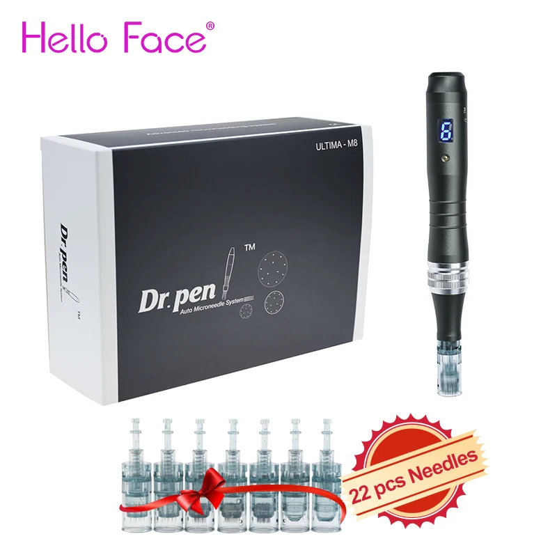 Original Dr pen M8 With 22 pcs Cartridges microneedle broadcastin Wireless Microneedle Home Use Beauty Machine Facial Care Kit