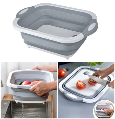 Fold Cutting Board Складная разделочная доска Разделочные Блоки силиконовый инструмент дренажная разделочная доска Корзина,чудо доска 3 в 1,Фруктовая корзина для белья разделочные доски,доска разделочная - Цвет: Fold Cutting Board