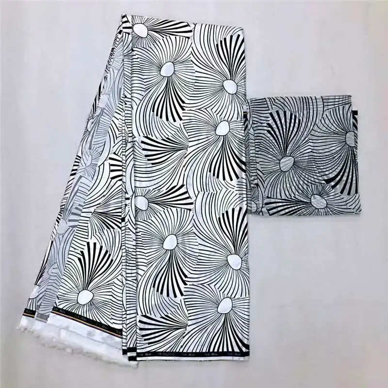 

Hot sale Gahna Style satin silk fabric with organza African wax design 2yards chiffon matching 4 yards silk african print