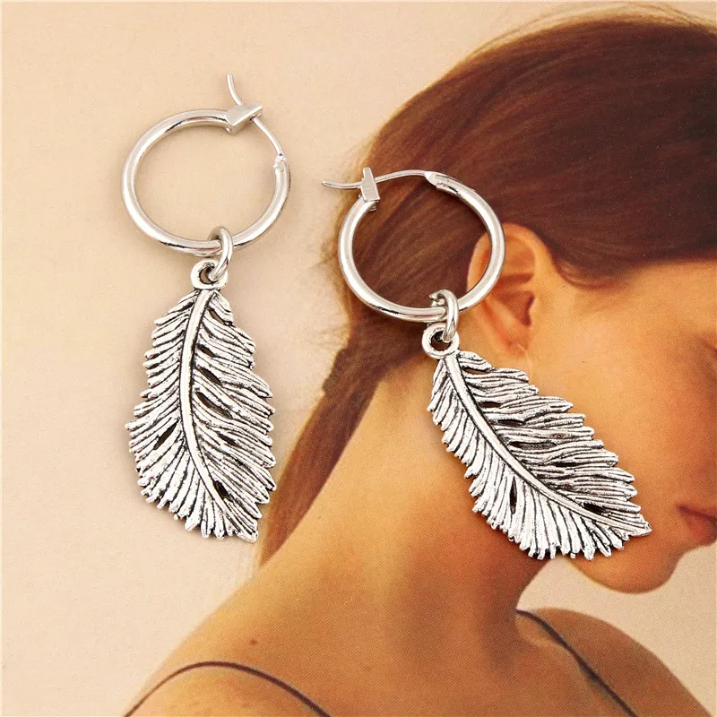 Женские этнические серьги подвески с перьями 1 пара вечерние в виде кружков