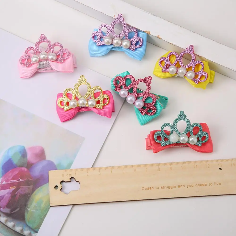 2 шт. стильные заколки для волос Детские аксессуары блестящая корона с жемчужными