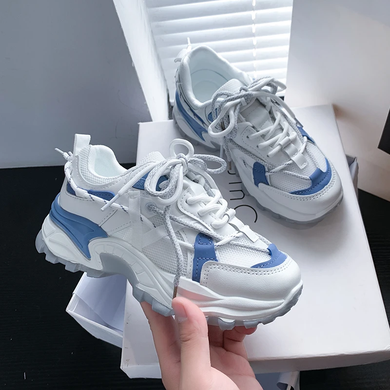 

2021 New Running Shoes Platform Mesh Comfortable Sneakers Outdoor Non Slip Jogging Sport Shoes Female Breathable Trainers