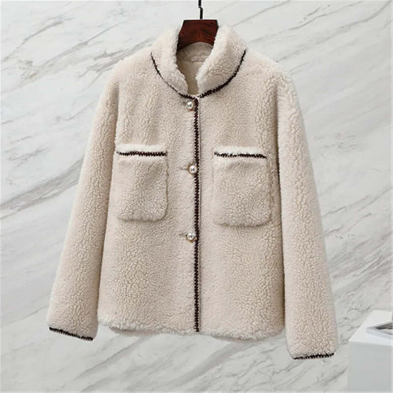 Модные Новые короткие женские пальто из овечьей шерсти 2020 осень зима Корейская