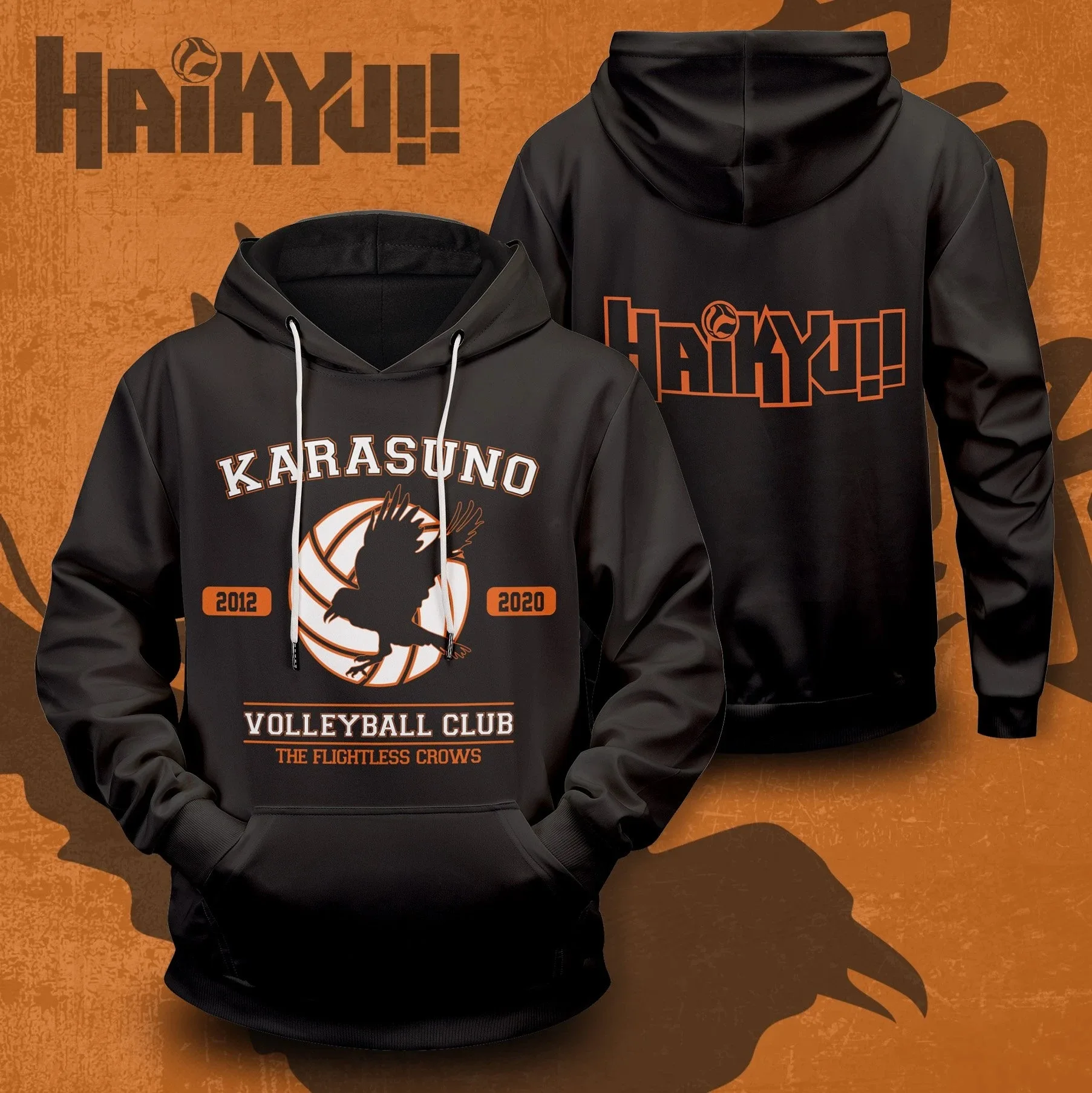 

Japanese Anime Haikyuu Hoodie Men Harajuku Sweatshirts Fleece Pullover Hooded Male Karasuno Team Graphics Print Streetwear