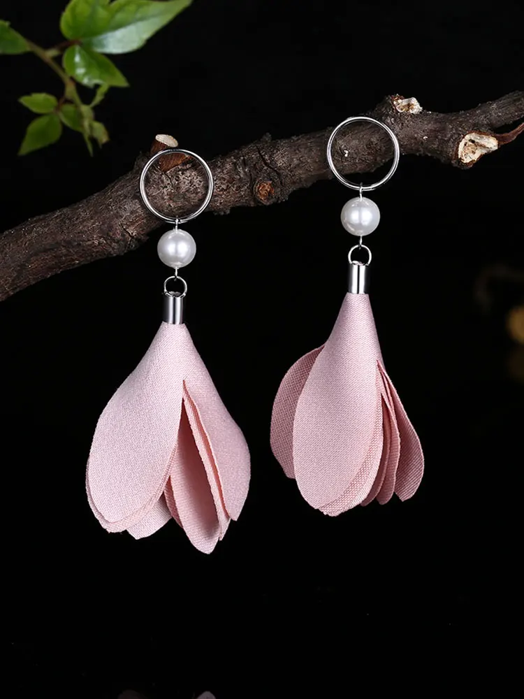 

ZEMIOR Romantic 925 Sterling Silver Flower Drop Earrings For Women Imitation Pearls Earring Wedding Fine Female Jewelry Gift