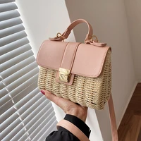 woven square tote bag summer new high quality straw womens designer handbag travel shoulder messenger bag phone purses