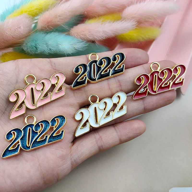 

10 шт./лот металлическая эмаль в форме капли из сплава 2022 цифровые Подвески Подвеска DIY браслет ожерелье для изготовления ювелирных изделий А...