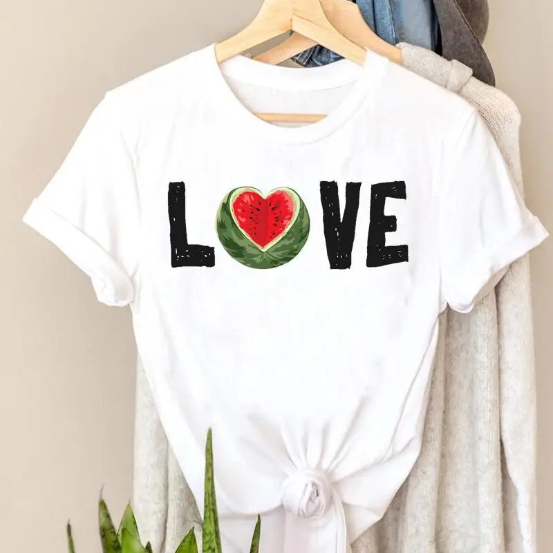 

Футболка женская с принтом арбуза, модная одежда с графическим принтом, топ с коротким рукавом, лето-весна