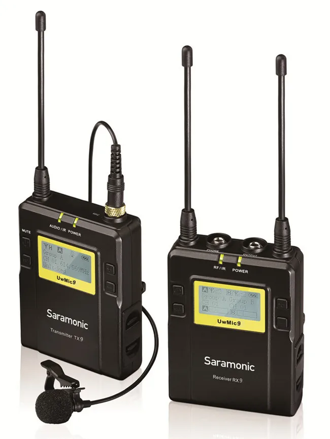 구매 Saramonic UwMic9 방송 인터뷰 UHF 무선 라 발리에 마이크 시스템 용 카메라 무선 마이크