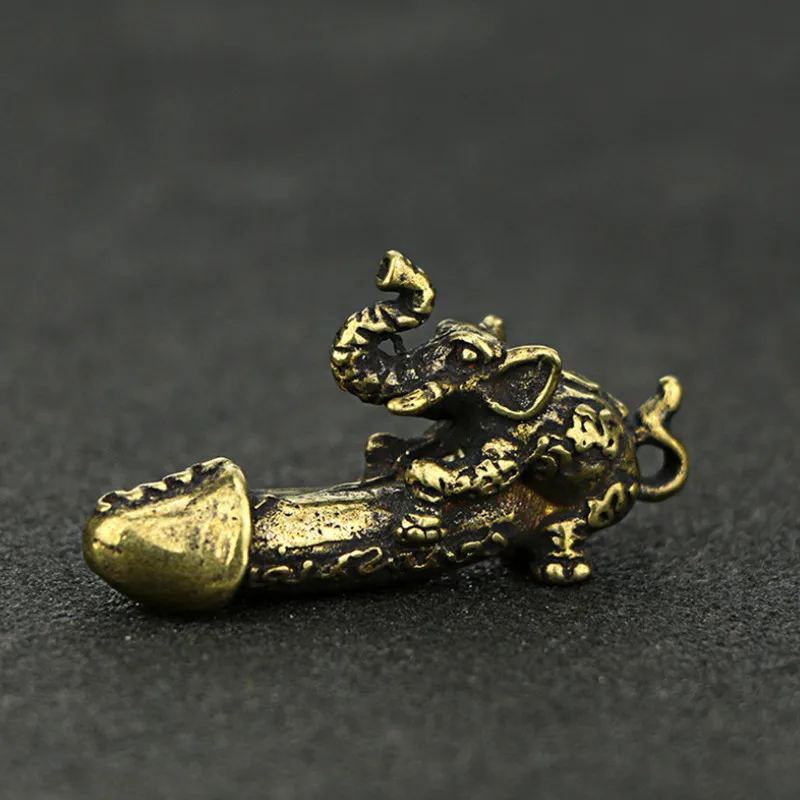 Mini Vintage Brass Elephant Key Ring Decorative Car Pendant Ornament Craft Animal Figurines Home Bar Party Desk Decoration Gift | Дом и сад