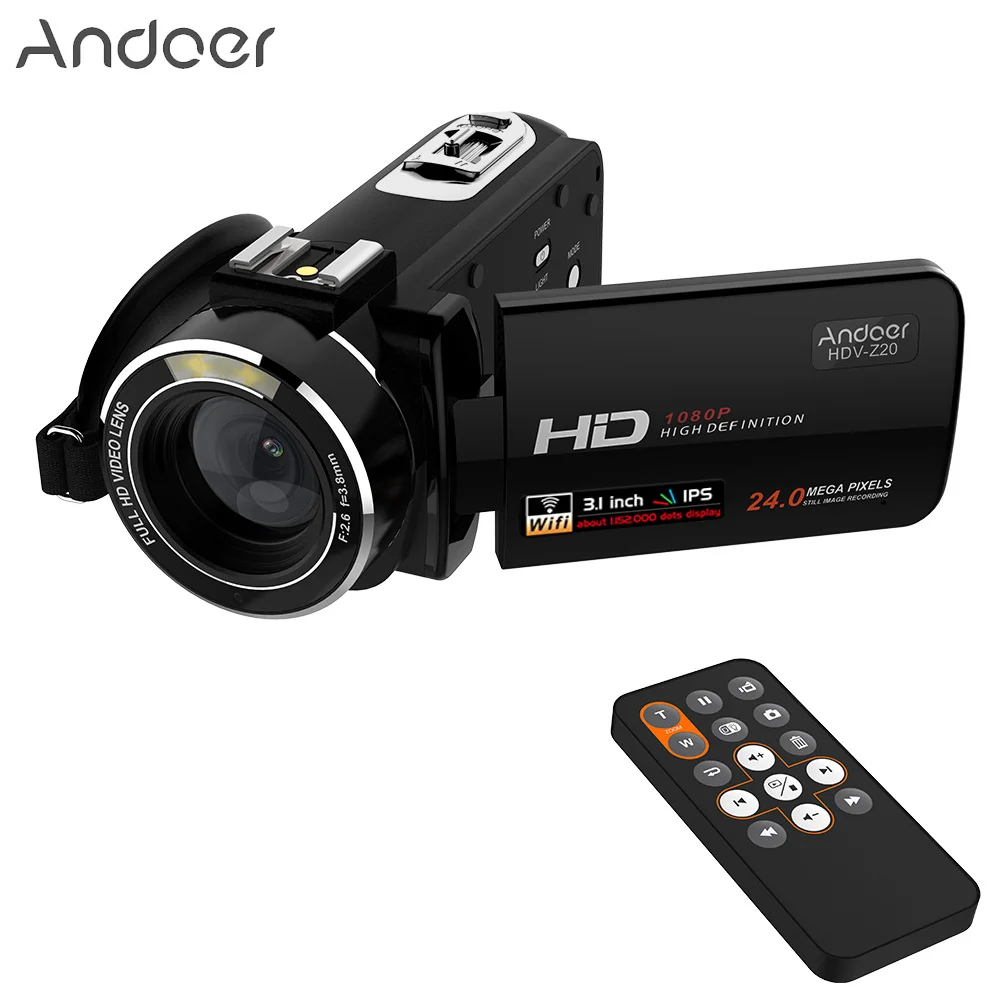

Портативная Цифровая видеокамера Andoer HDV-Z20 для домашнего использования, 1080P Full HD, видеокамера, вращающаяся на 3,0 дюйма видеокамера с сенсорны...