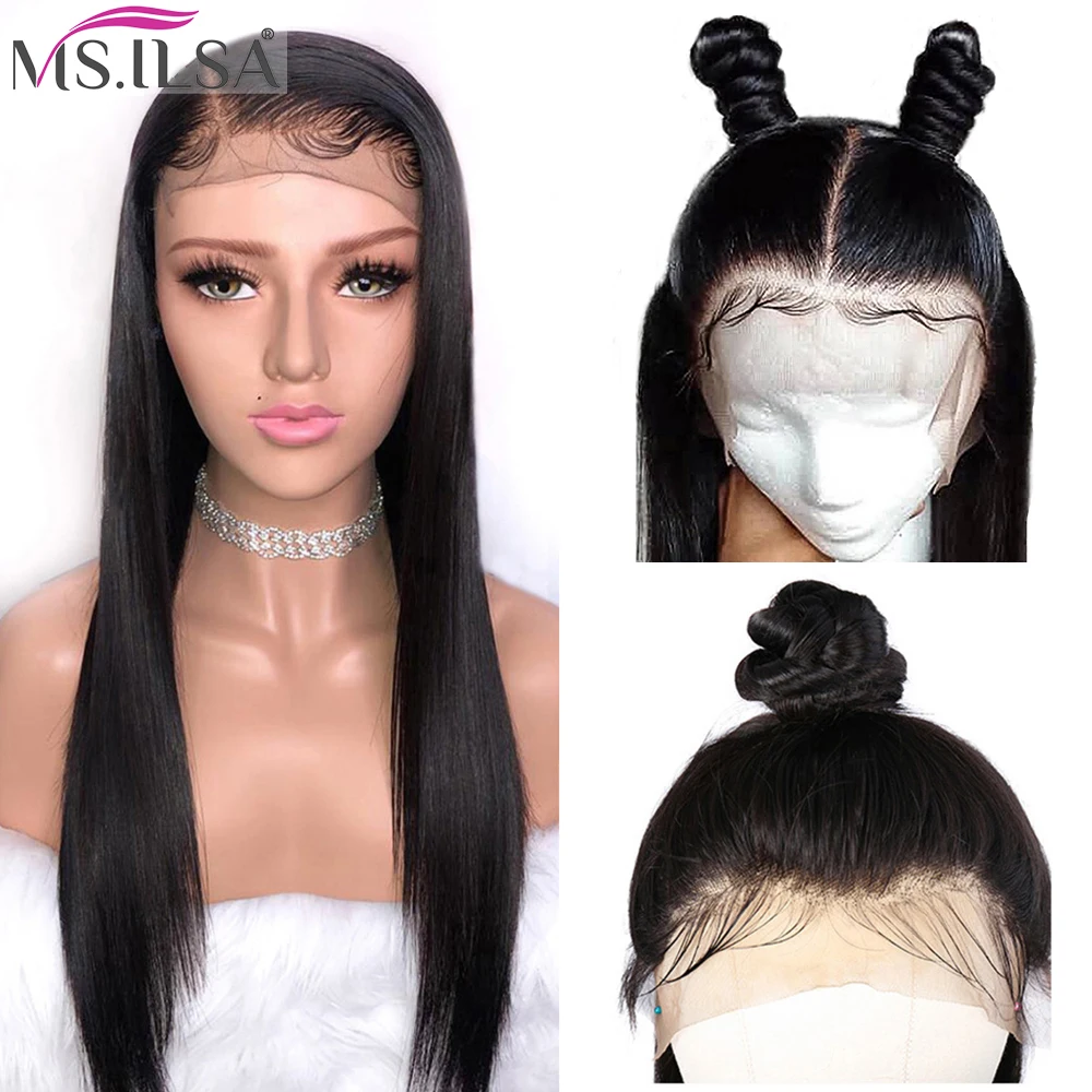 Бразильские 13х6 прямые кружевные передние парики черные женские человеческие