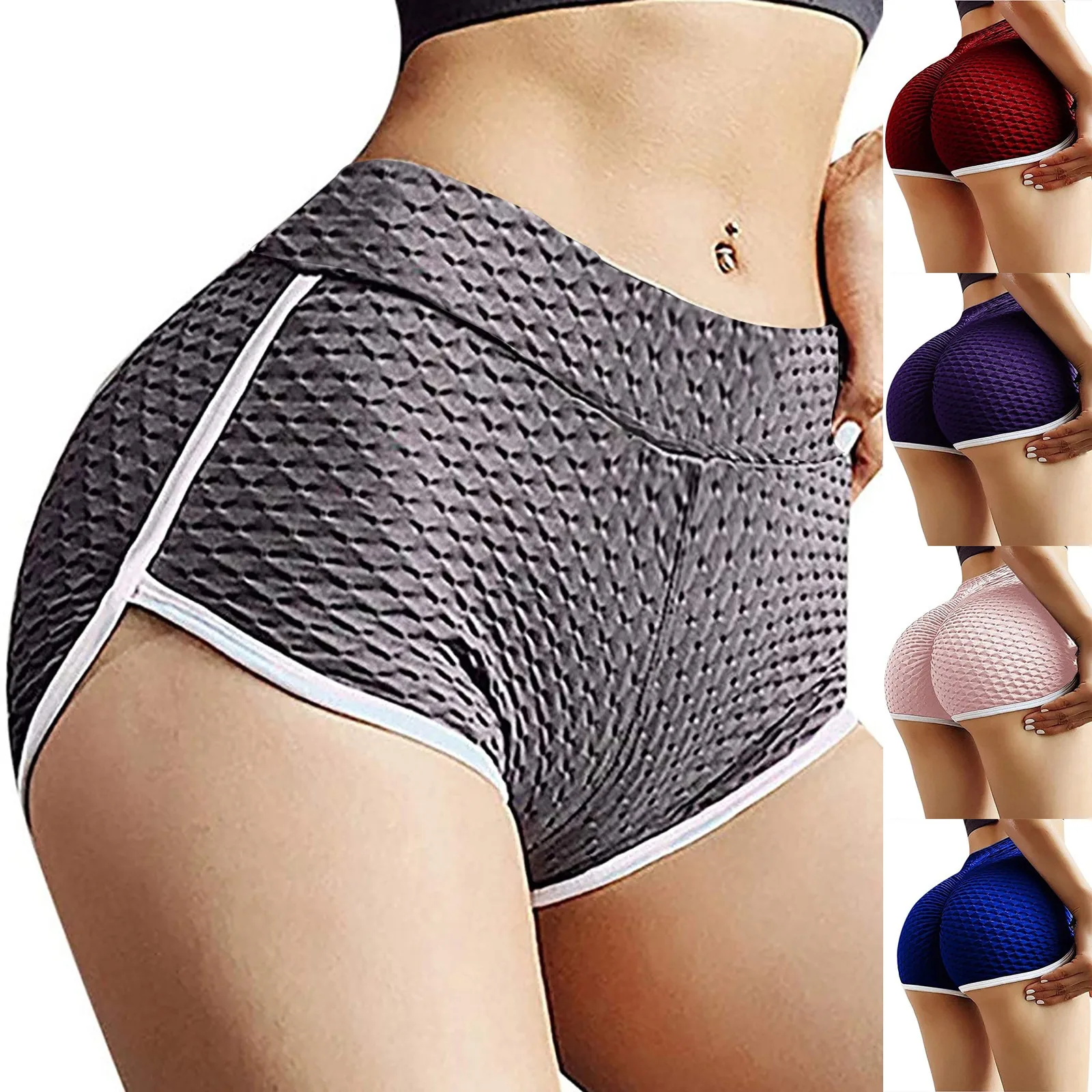 

Женские штаны для йоги, модные однотонные эластичные леггинсы с высокой талией, шорты для йоги, спортивные Бесшовные штаны для йоги, фитнеса...