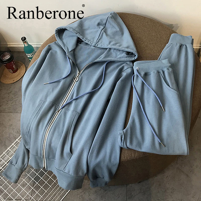 2020 New Autumn Winter 2pcs Sport Sets Women's Tracksuit Long Sleeve Hoodie Top+Sweatpants Warm Outfits Running Suit Sportswear