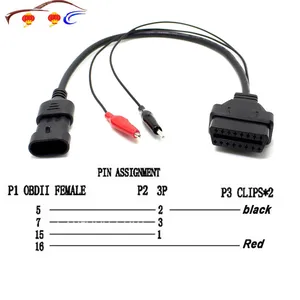 Диагностический инструмент Obd с 3 контактами на 16 контактов, 12 В, пластиковый адаптер Obd2, кабельный разъем, автомобильный Удлинительный кабель для Fiat, Alfa, Lancia