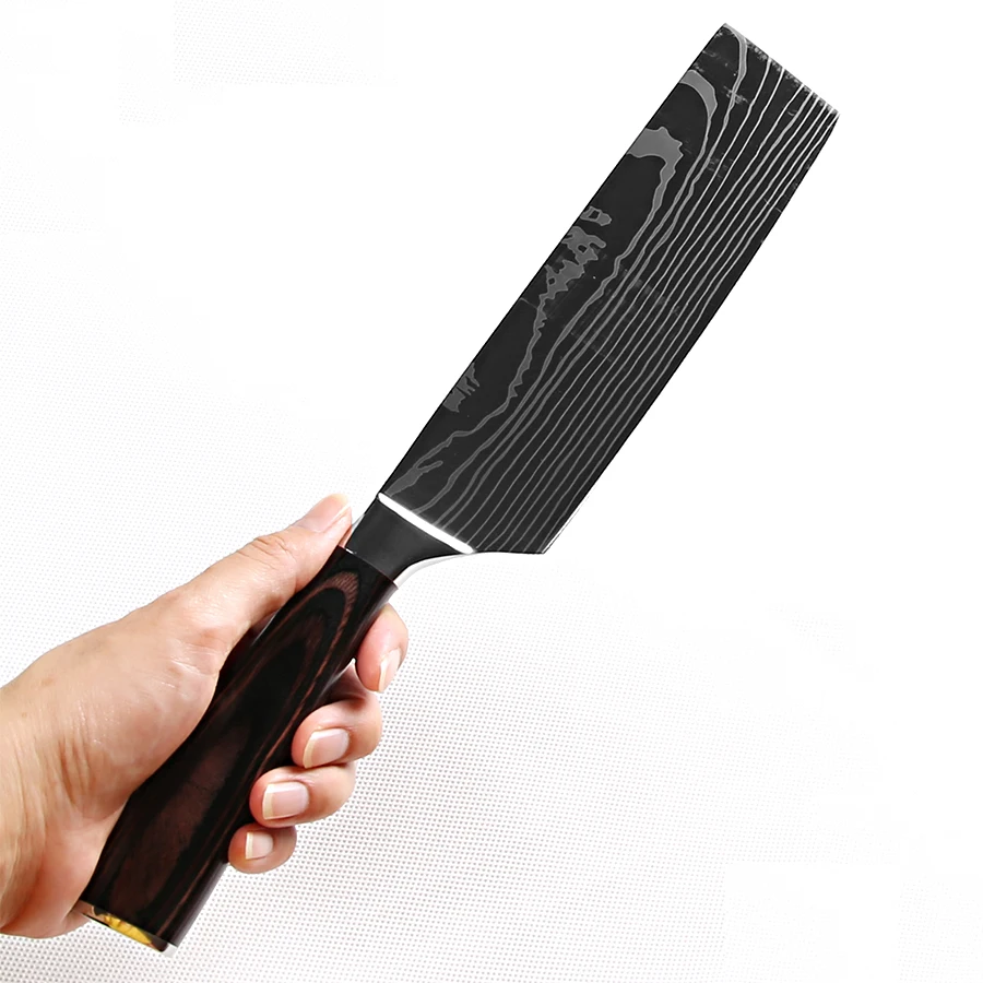 8 комплектов 3 5-7-8 дюймового японского лазерного кухонного ножа Дамасского