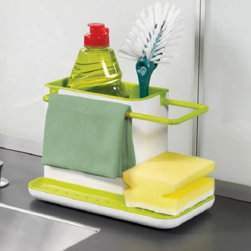 

New Storage Shelf Sponge Holder Draining Sink Box Kitchen Organizer Draining Rack Dish Storage Rack Stands Utensils Towel Rack