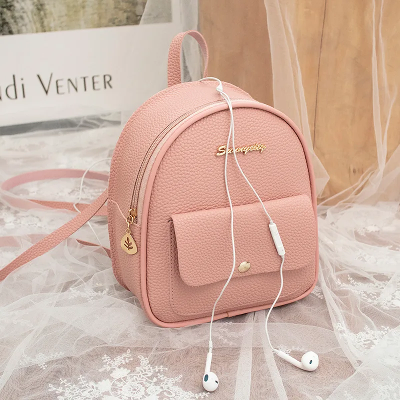 

Mini Backpack Women PU Leather Shoulder Bag For Teenage Girls Kids Multi-Function Small Bagpack Female Ladies School Backpack