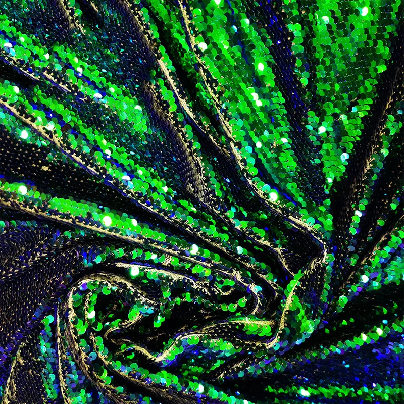 Атласная двухсторонняя флип-ткань Lychee Life 20x30 см с пайетками ручной вышивкой для