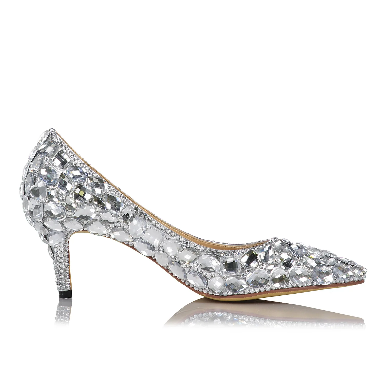 

20170658 New Fashion Silver Crystal Bride Wedding High Heel Rhinestone Banquet Rough Sexy Nightclub Single Shoes Women Pumps