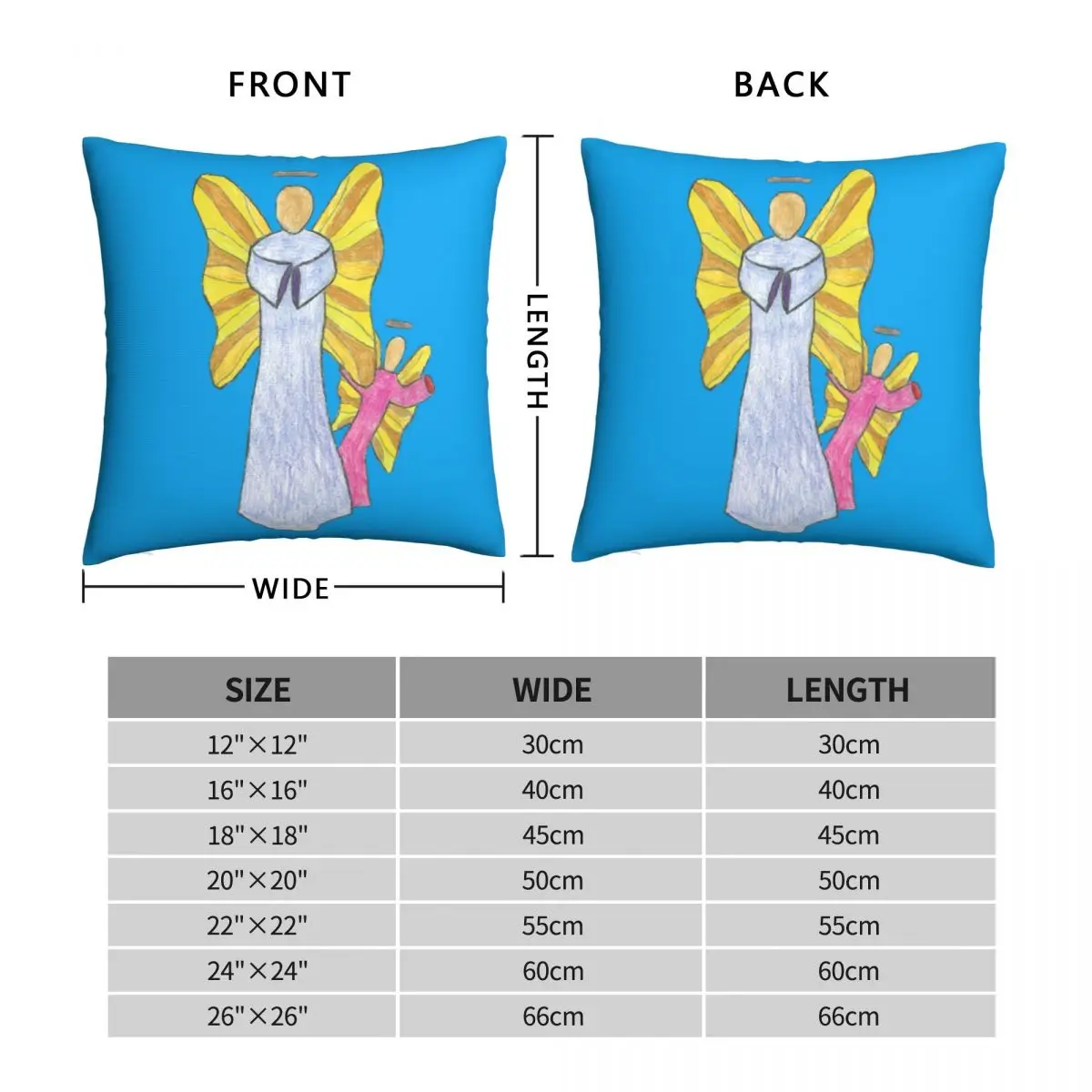 Забавный Ангел на синей задней поверхности квадратная подушка чехол наволочка