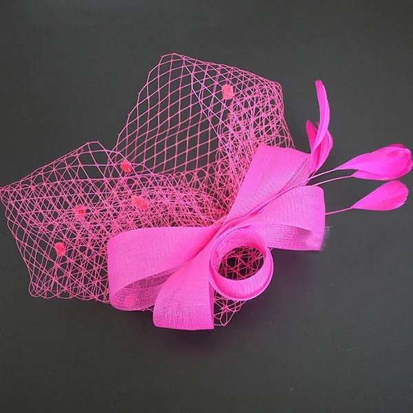 Rose Фата для невесты, птичья клетка, свадебная фата, клетка для птиц, фата для лица, короткая, перьевая, белая, вуаль, шляпки для невесты, с вуалью - Цвет: Rose