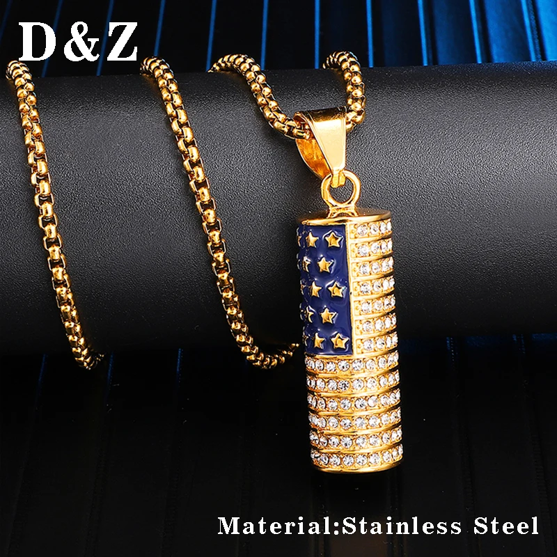 D & Z США Патриот свободы звезды американский флаг ожерелье с цилиндром для