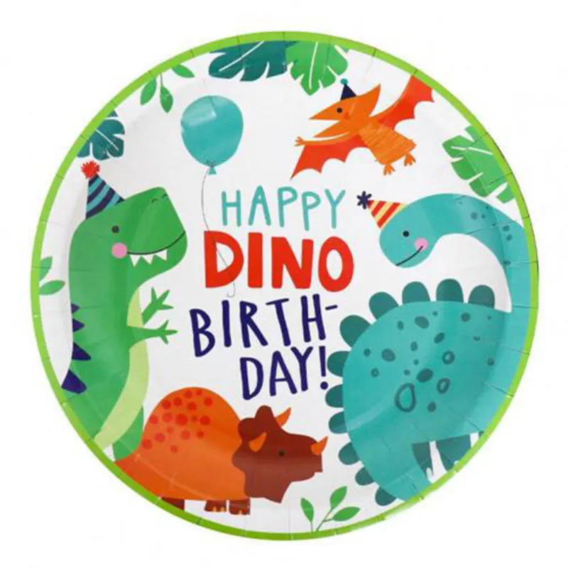 Suministros de fiesta con tem&aacute;tica de dinosaurio de dibujos animados para ni&ntilde;os, vajilla para fiesta de cumplea&ntilde;os, vasos, platos, Pancarta, decoraci&oacute;n para fiesta de globos-5