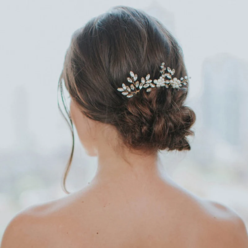 

3 Pcs/Set Bridal Floral Hair Pins Crystal Bead Flower Hairpin Hairclip Women Headdress Hair Accessories BUTT666