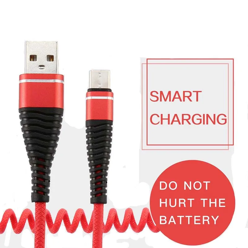Весна Спиральный кабель Micro USB 2.4A нейлон Быстрая зарядка USB кабель для передачи данных для samsung Xiaomi Android мобильный телефон usb зарядный шнур