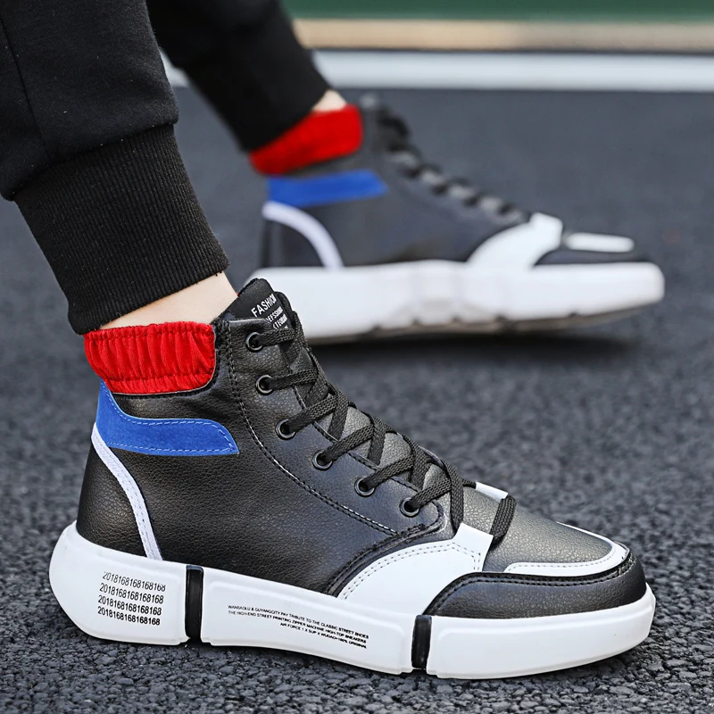 

Spring Autumn High-top Shoes Fashion Men Sneakers Elastic Band Casual Shoe Breathable Upper Wearable Sole Tenis Masculino Adulto