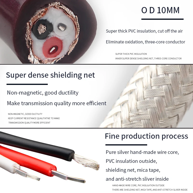 hifi audio pure silver rca cable 4n sterling silver conductor shielding bulk cable free global shipping