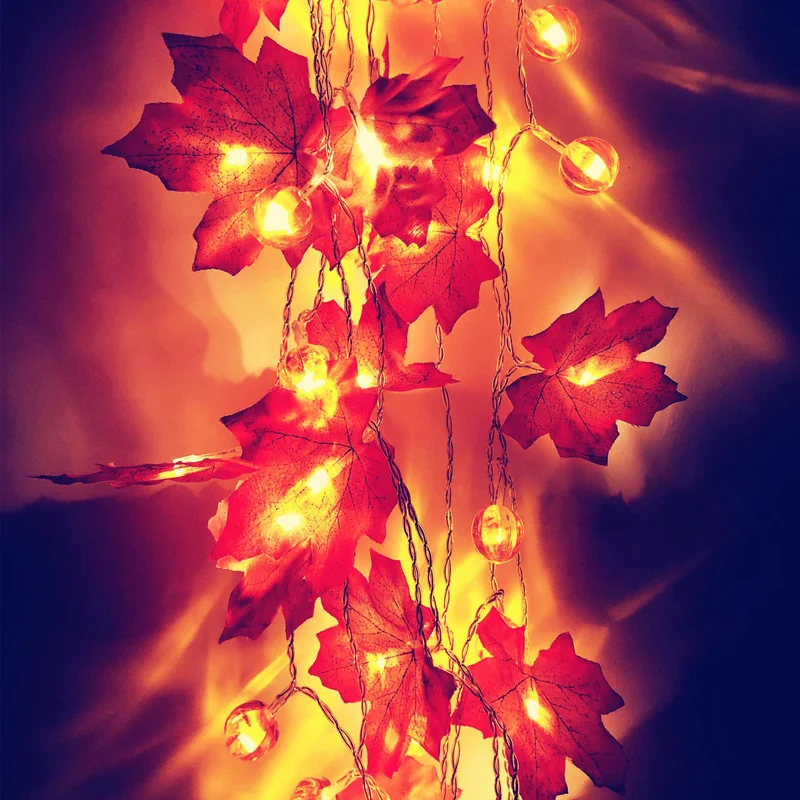 

Thanksgiving Decorations Garland LED String Lights 3m 20 LEDs Maple Leaf Fairy Lights for Halloween,Autumn,Party,Christmas Decor