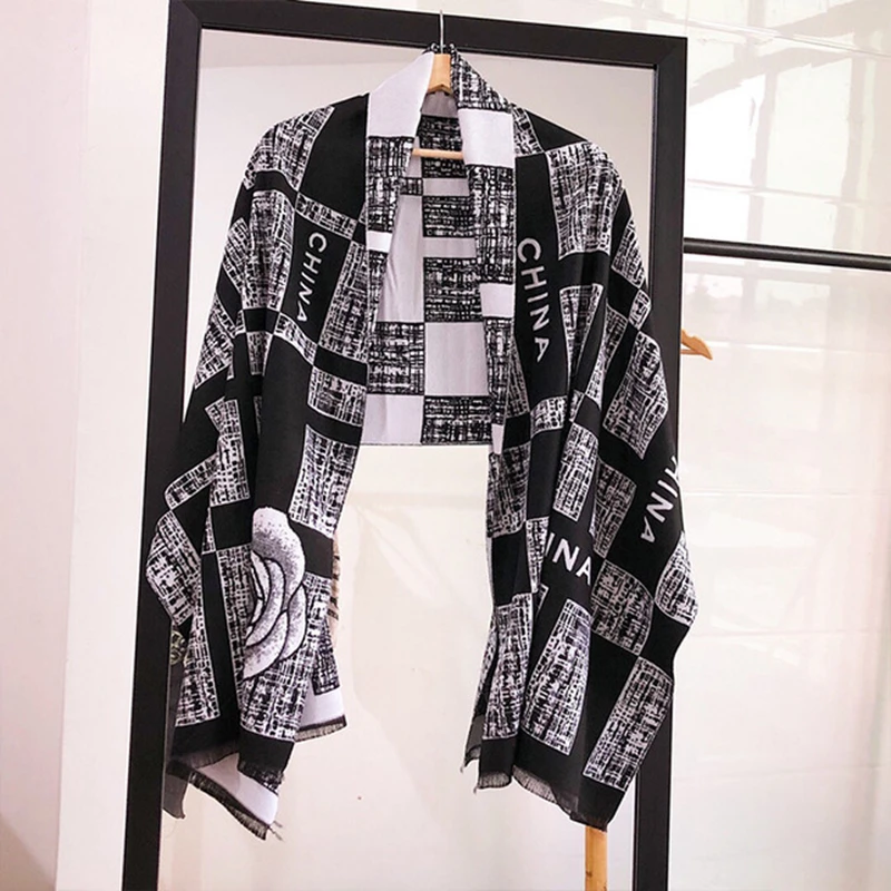 Женский шарф с буквами в европейском и американском стиле мягкий кашемировый