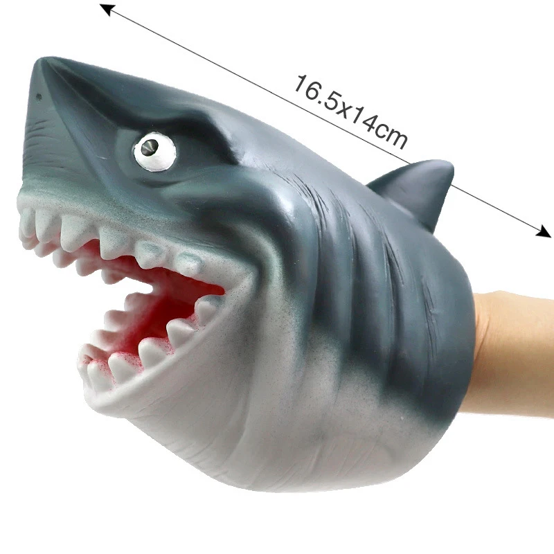 

2021 Soft Vinyl Rubber Animal Head Hand Puppet Figure Toys Gloves For Children Model Gift Dinosaur Hand Puppet Toys For Children