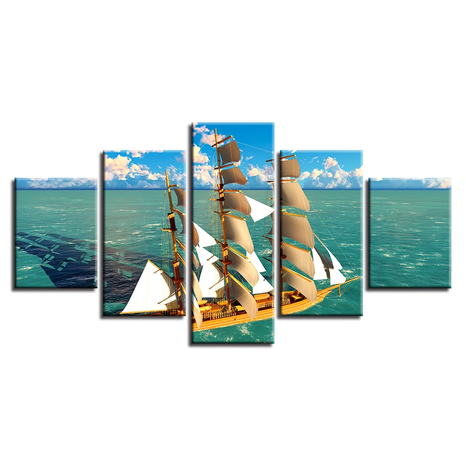 HD с 5 шт. плакат парусник на море фотографии домашний Декор стены искусства пейзаж