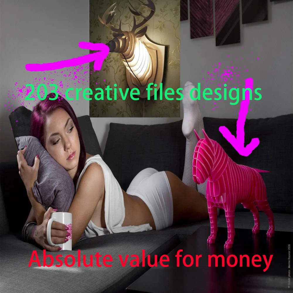 203 животные creatvive дизайн рисунок 2D файл 3D модель в формате cdr dxf CNC лазерные режущие