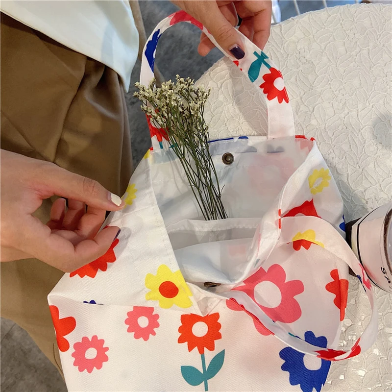 

Corduroy Mini Totes Bag Cute Daisy Printing Handbag