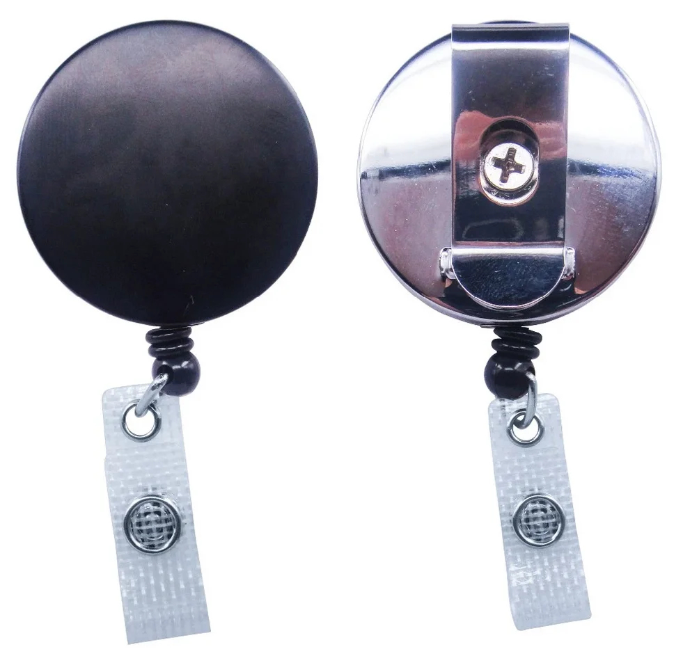 

Black Chrome Heavy Duty Badge Reel with Belt Clip and Attachments