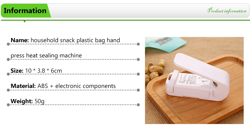 

Mini Portable Food Clip Heat Sealing Machine Plastic Package Storage Bag Clip Handy Sticker Seal For Food Snack Kitchen Gadgets