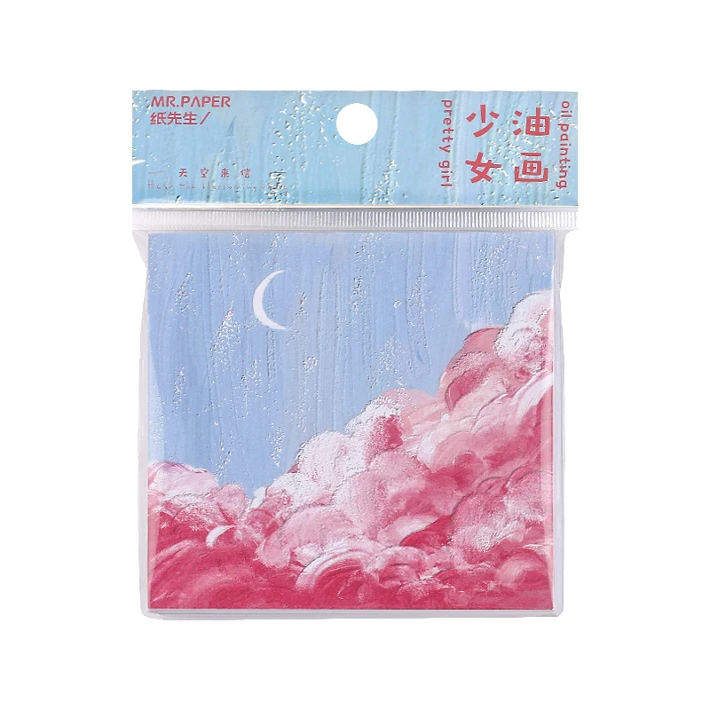 30sheets Girl Oil Painting Series Creative color cartoon notepad practical student memo pad kawaii Message School | Канцтовары для