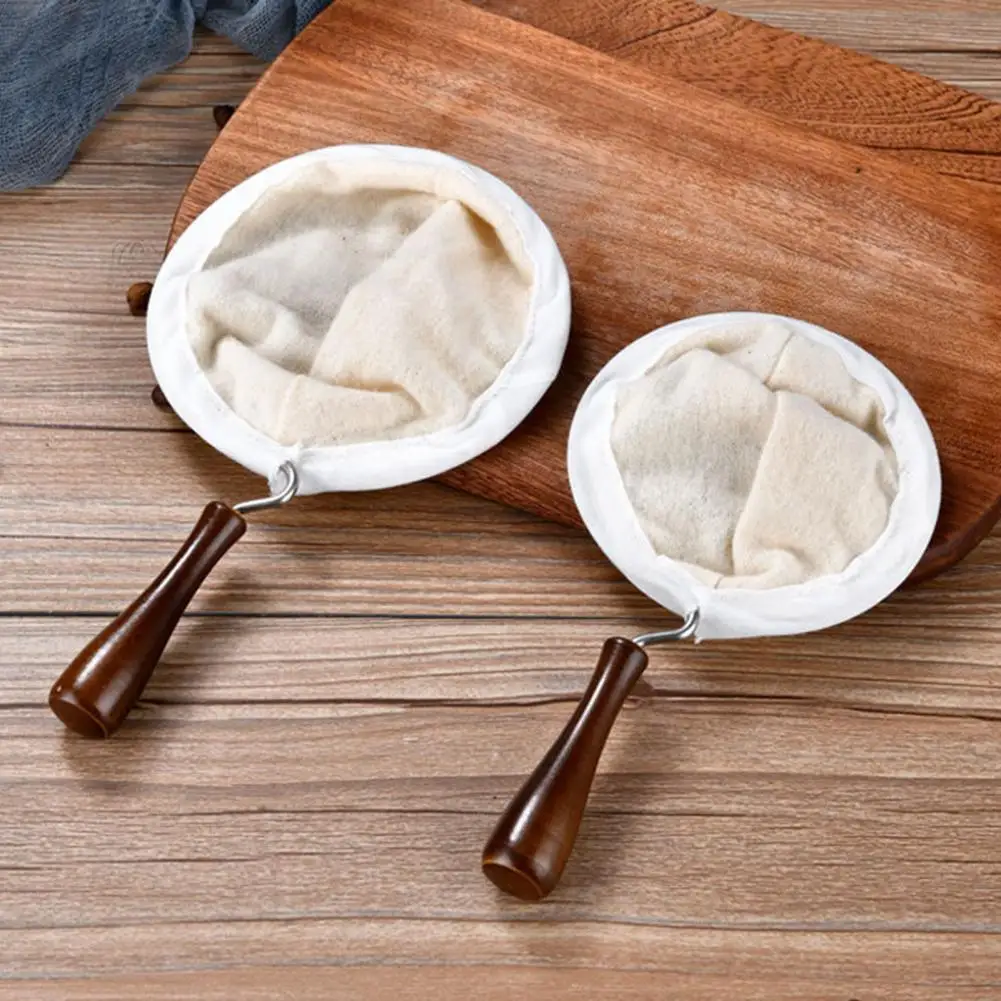 

Coffee Filter Heat Insulation Soft Handle Wooden Fabric Handmade Reusable Tea Filter for Home