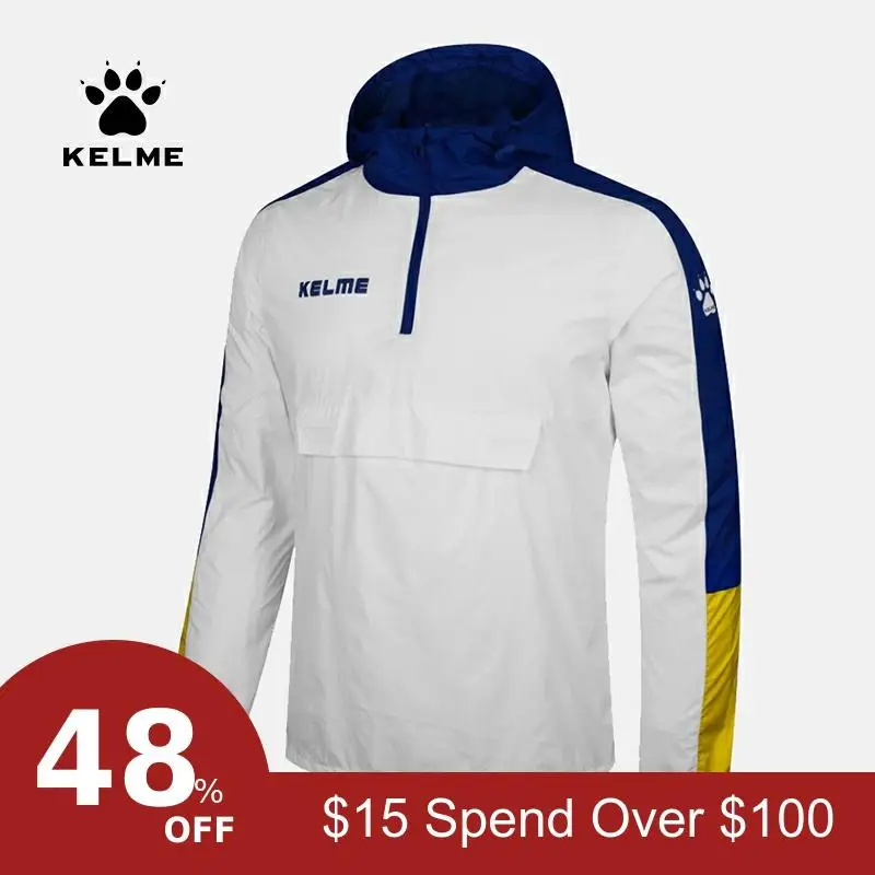 KELME, Спортивная мужская и женская куртка для футбола, тренировочная куртка для бега, пешего туризма, водонепроницаемые плащи, куртка с капюшоном, верхняя одежда 3881214