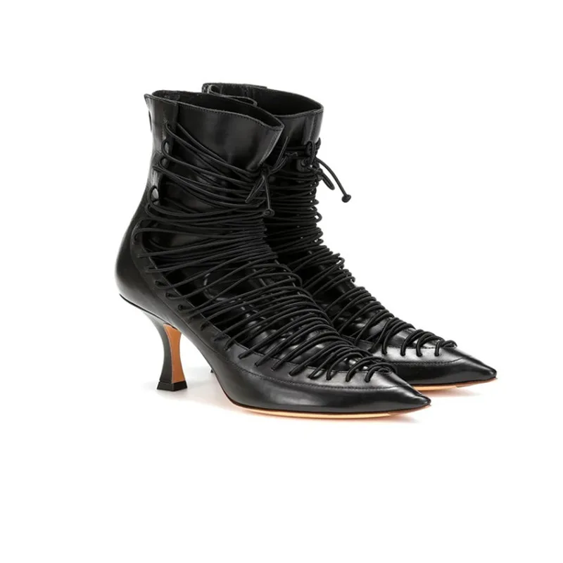 Женские ботильоны на высоком каблуке с острым носком размеры 34-43 | Обувь