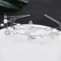 western retro hair bands for women wedding metal gold silver color butterfly pearl hair headbands girls bride hair accessories